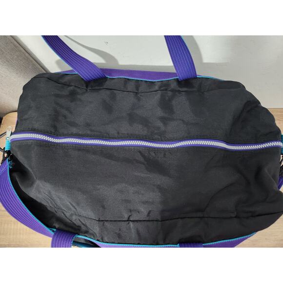 Vintage ROLLERBLADE 1990s Retro Duffle Bag Travel Overnight Purple Black Teal - Picture 6 of 13